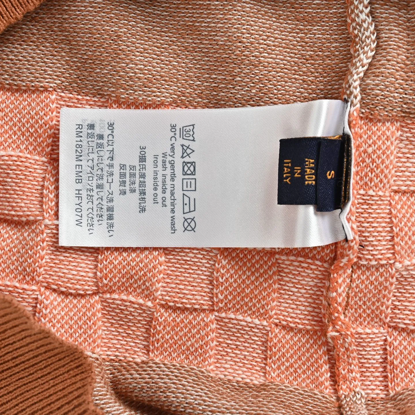 Louis Vuitton/Louis Vuitton 26ss leather striped checkerboard knitted Polo short sleeves